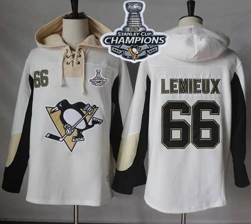 Penguins #66 Mario Lemieux White Pullover Hoodie Stanley Cup Finals Champions Stitched NHL Jersey